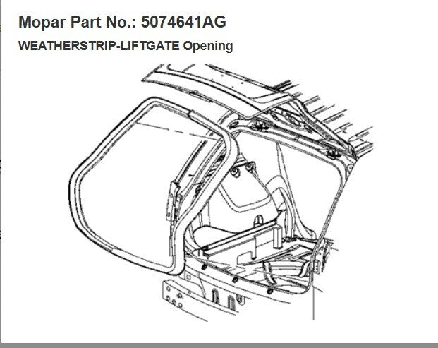 2007 - 2017 JEEP COMPASS REAR HATCH ON BODY WEATHERSTRIP OEM 5074641AG W5