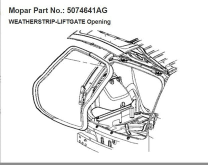 2007 - 2017 JEEP COMPASS REAR HATCH ON BODY WEATHERSTRIP OEM 5074641AG W5