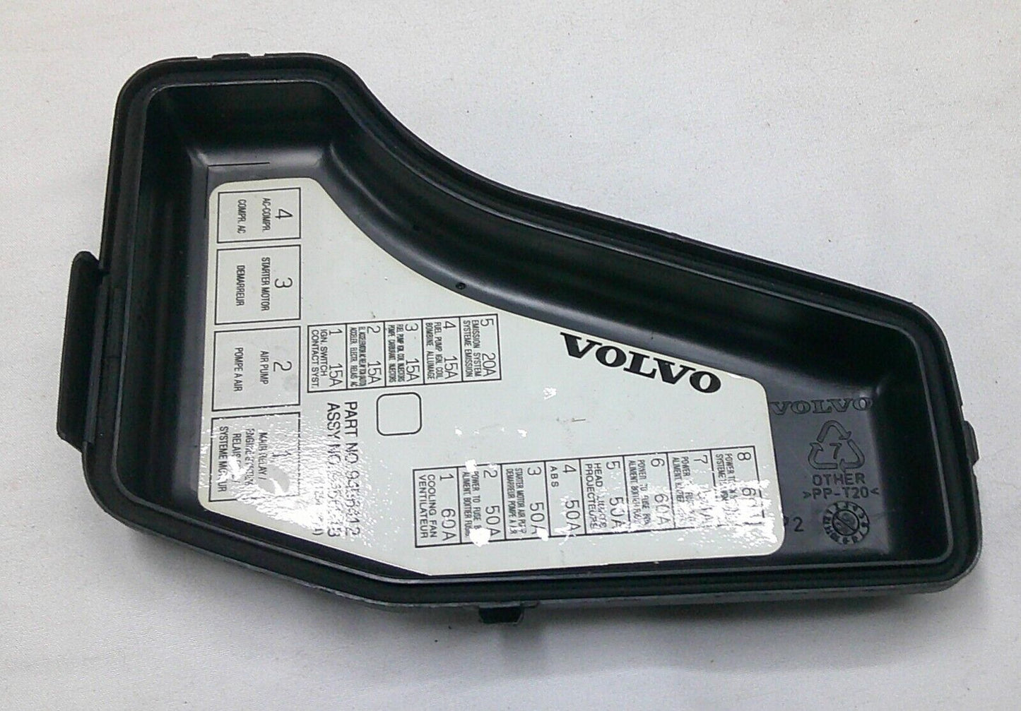 1998-2000 Volvo S70 C70 V70 Engine Bay Fuse Box Panel Cover Lid 9456412 OEM R2 - RarePartsFinder.Com