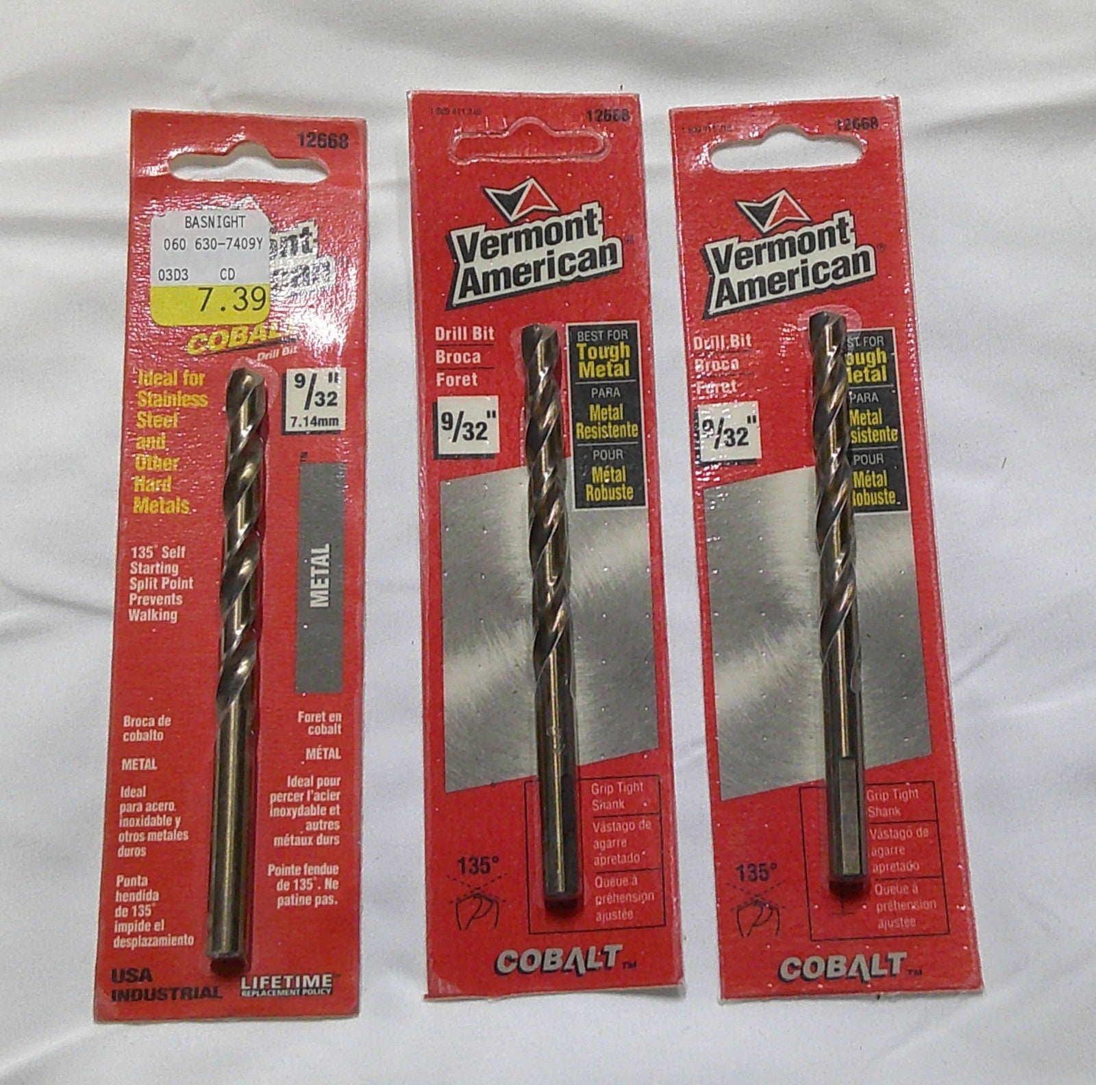3 Pack Vermont American No 12668 9/32” Drill Bits BRAND NEW In Package B11