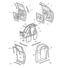 2003 - 2005 Dodge Ram Front Door on Body Weatherstrip Seal OEM 55275609AD  W12