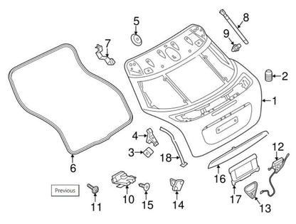 2012 - 2015 MINI COUPE ON BODY TRUNK HATCH WEATHERSTRIP OEM 51-76-2-758-883 W4 - RarePartsFinder.Com