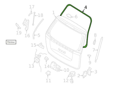 2006 - 2014 Kia Sedona Tailgate Hatch on Body Weatherstrip OEM 87321-4D000 W1