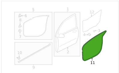 18 - 25 Mitsubishi Cross on Body Front Pass Door Weatherstrip OEM 5725A340 W14