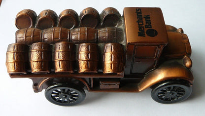 Vintage Merchants Bank Banthrico 1928 Metal Beer Truck Coin Bank Chicago IL  D1