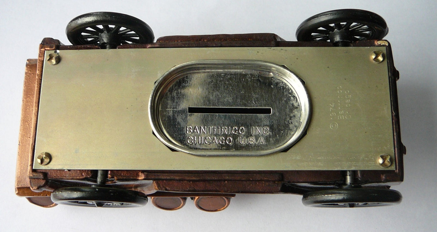 Vintage Merchants Bank Banthrico 1928 Metal Beer Truck Coin Bank Chicago IL  D1