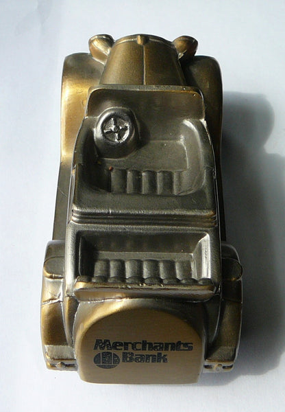 Merchants Bank replica 1929 Ford Model A brass coin bank- 1974 Banthrico Chicago  D1