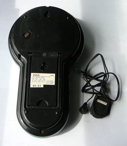 Vintage 1990's Poly AM/FM Water Resistant Clock Radio w/ Stand Hanging Works!  D1