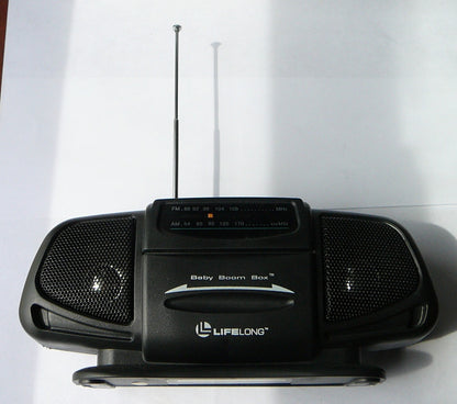 New in Box Baby Boom Box AM FM Radio Portable Black Battery Tested Works