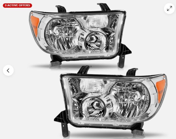For 2007-2013 Toyota Tundra 2008-2017 Sequoia Chrome Headlights Assembly LH+RH